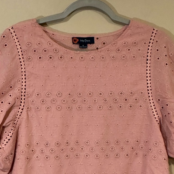 Indigo Poppy Coral 100% Cotton Shirt Top Eyelet Small - Picture 2 of 7